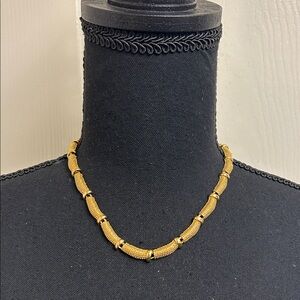 NANCY & RISE (Marked N-R) Retro Textured Link Gold Tone Necklace, Vintage, 17”